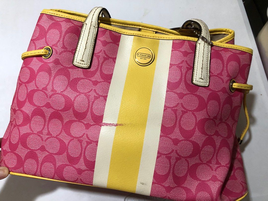 Pink and yellow coach purse clearance
