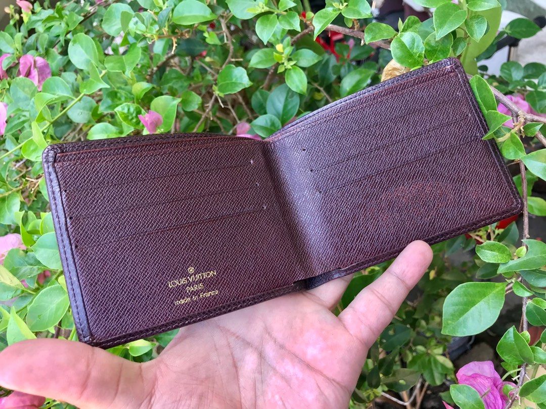 Authentic Louis Vuitton Burgundy Taiga Leather Bi-Fold Wallet