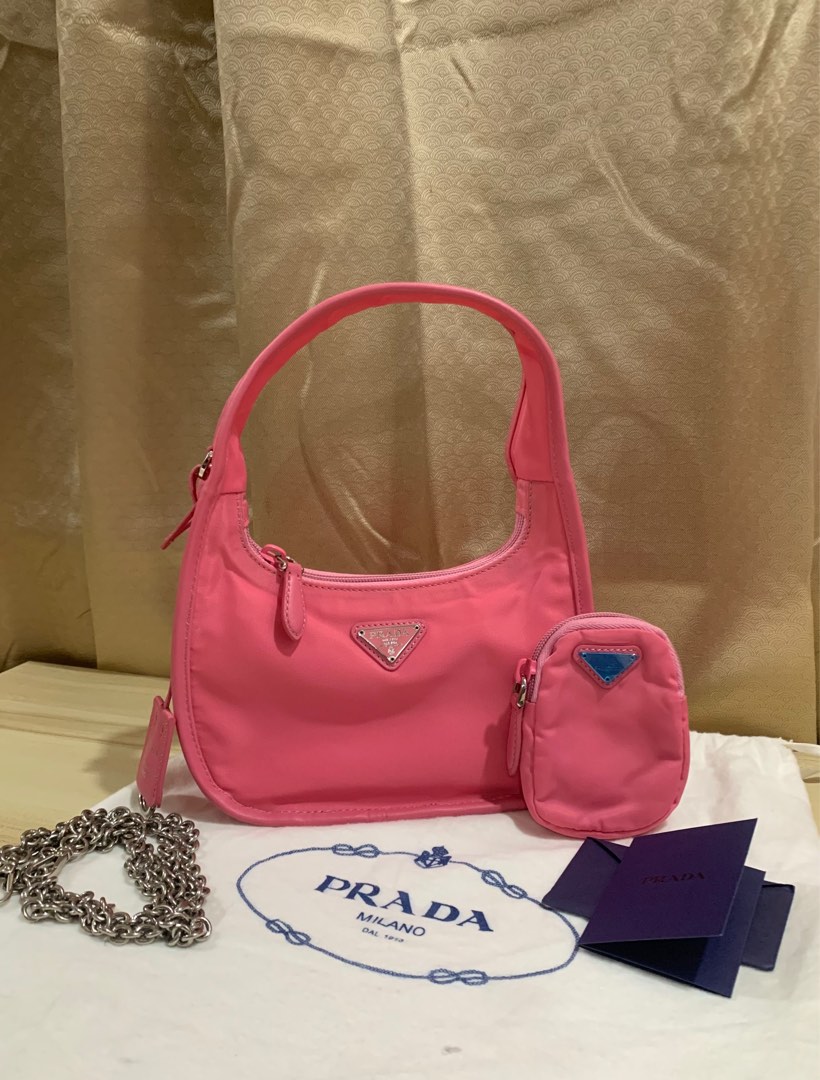 Authentic Prada Chain Purse Pink Leather Cross Body Bag