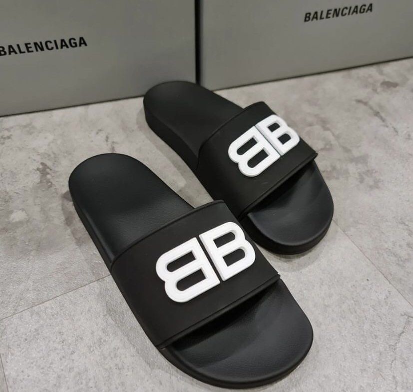 Mens Pool Slide Sandal in Beige  Balenciaga US