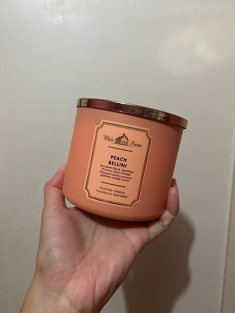 BBW White Barn Candle Peach Bellini on Carousell