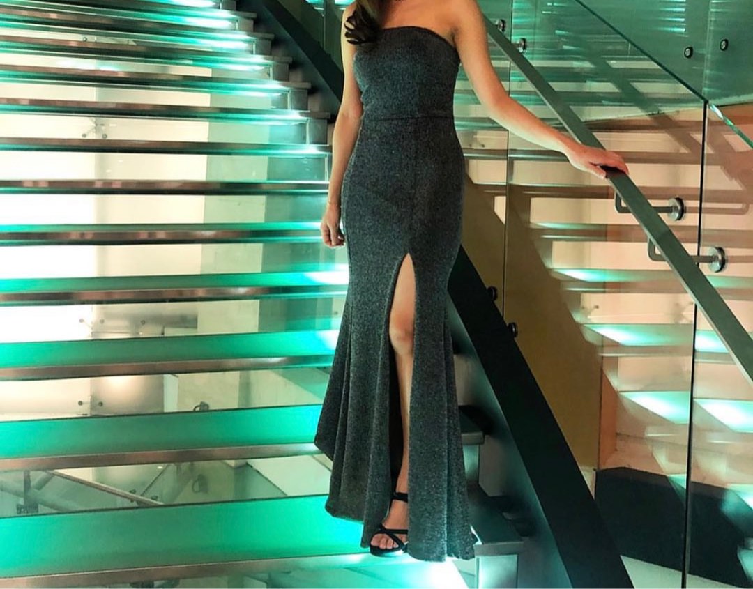 Bebe butterfly shop evening gown