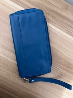 Big Skinny Leather Panther Clutch Ocean Blue