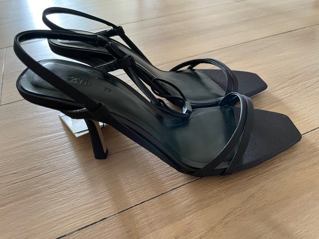 Black strappy store heels zara