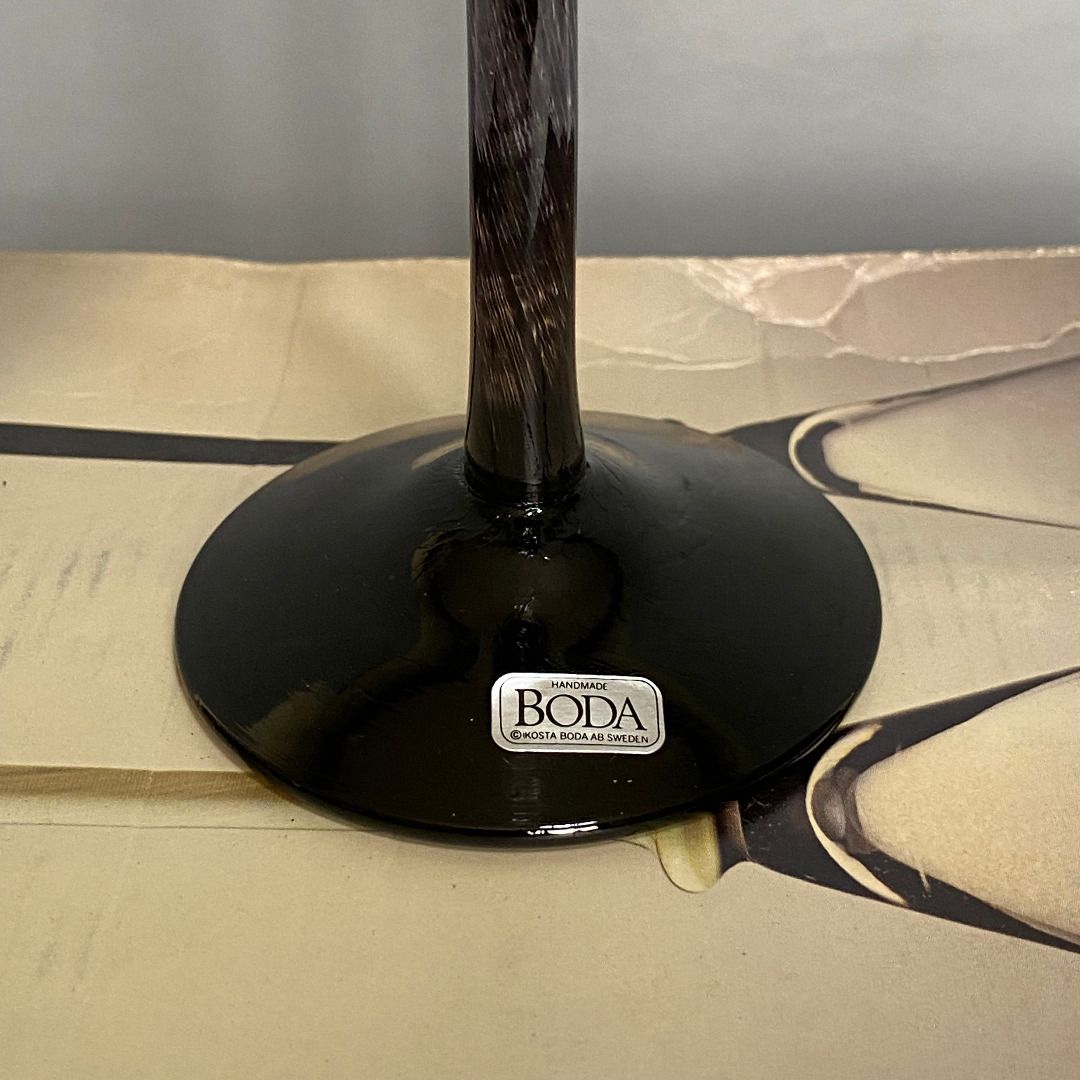 Boda Sweden Handmade Black Stem Crystal Wine Glass, Furniture & Home