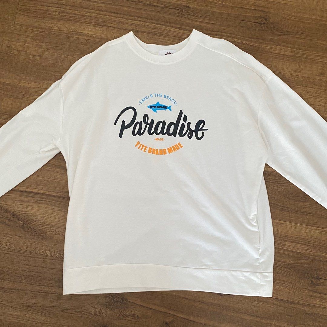 brand new uzzlang white graphic sweater pullover long sleeve top