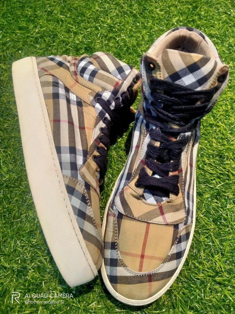 BURBERRY Vintage Check Cotton High-Top Sneakers US 7.5