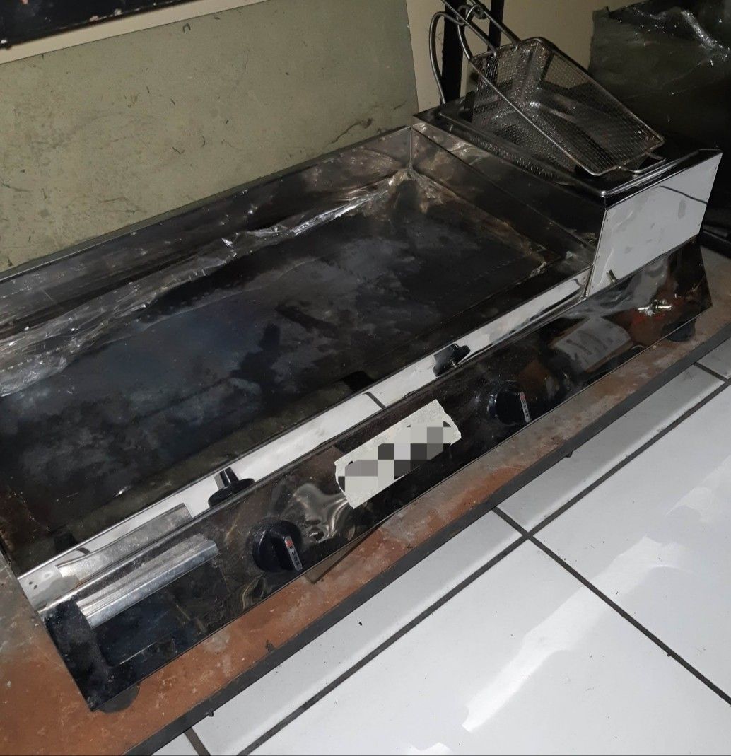 Burger Griddle hot plate frying Pan cooker with Deep Frier gas, Furniture & Home Living