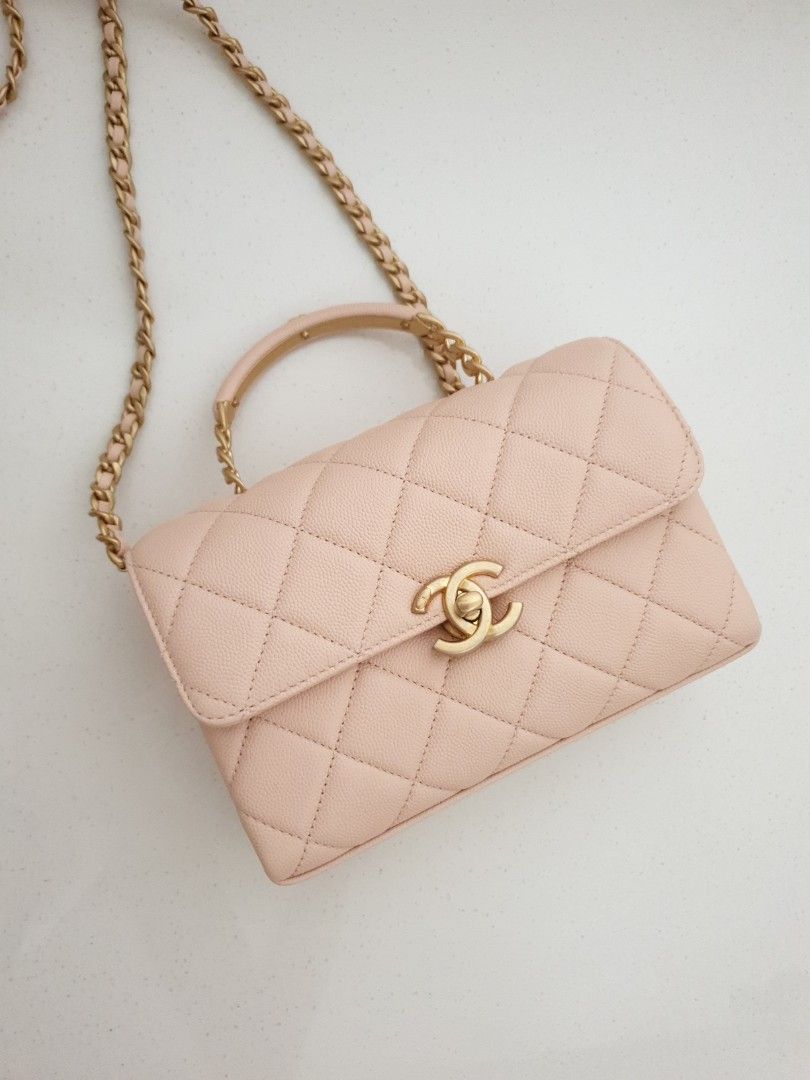Chanel 23S Carry Me Mini Flap with Handle in Caviar / Blush Beige