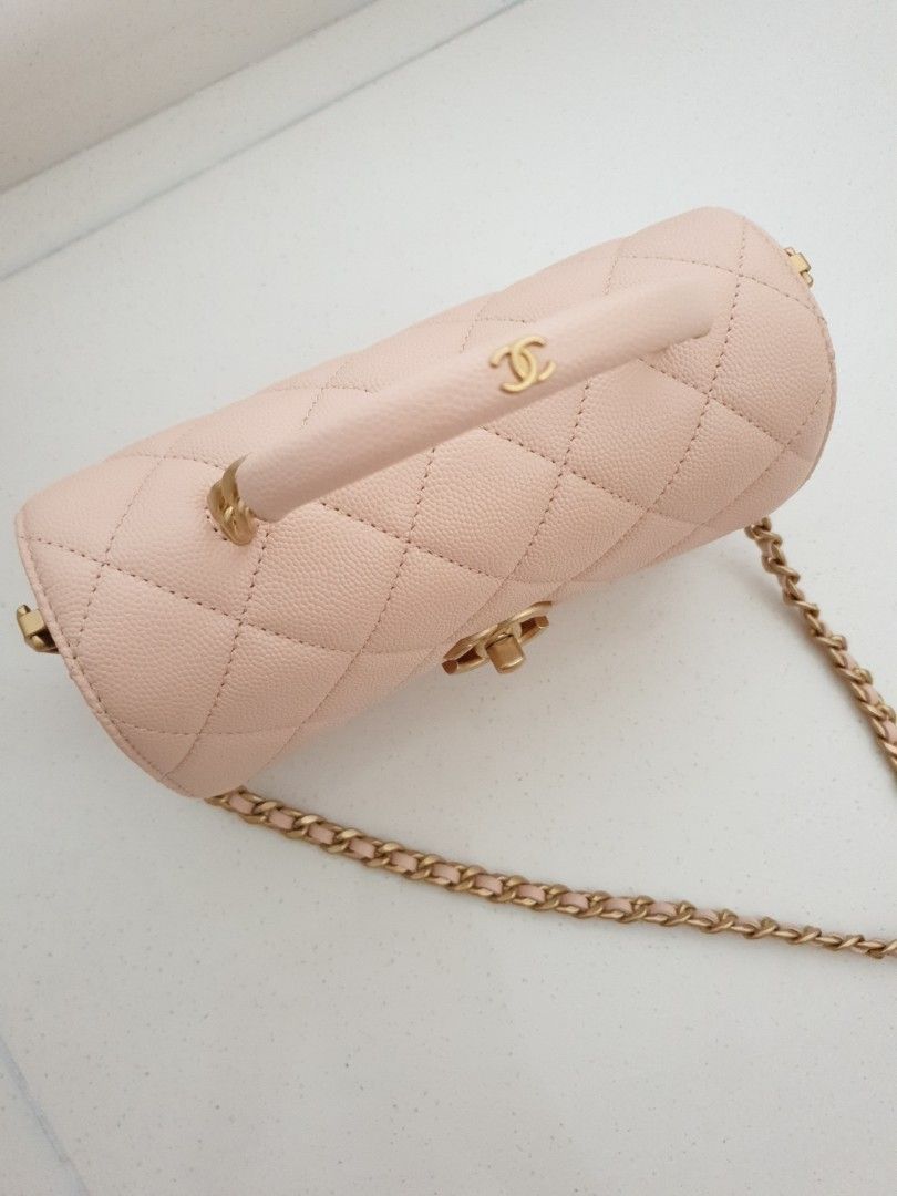 Chanel 23S Carry Me Mini Flap with Handle in Caviar Blush Beige