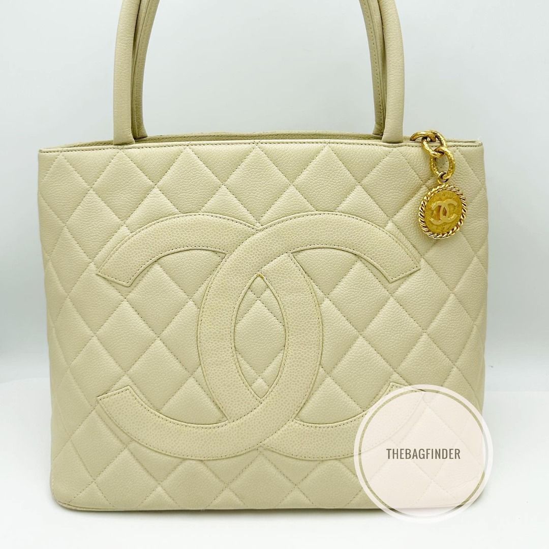 Vintage Chanel Medallion Tote in pigmented cream beige, Luxury, Bags &  Wallets on Carousell