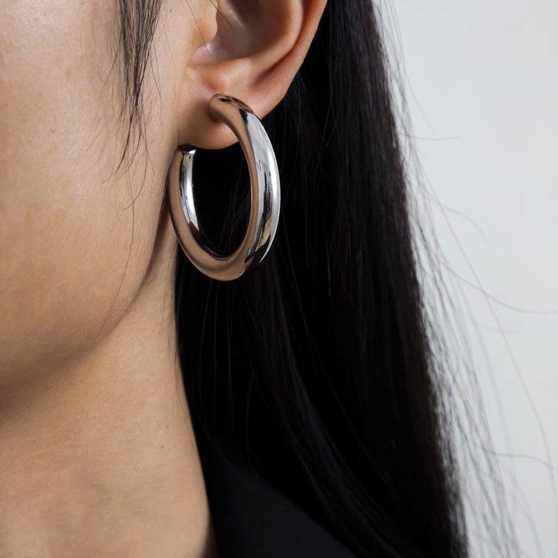 Chunky Silver Hoop Earring Women s Fashion Jewelry Organisers