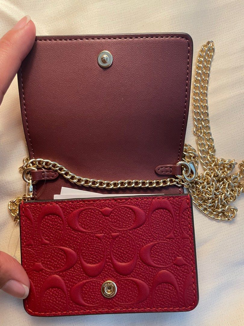 Coach C7361 Mini Wallet On A Chain In Signature Leather IN 1941 Red