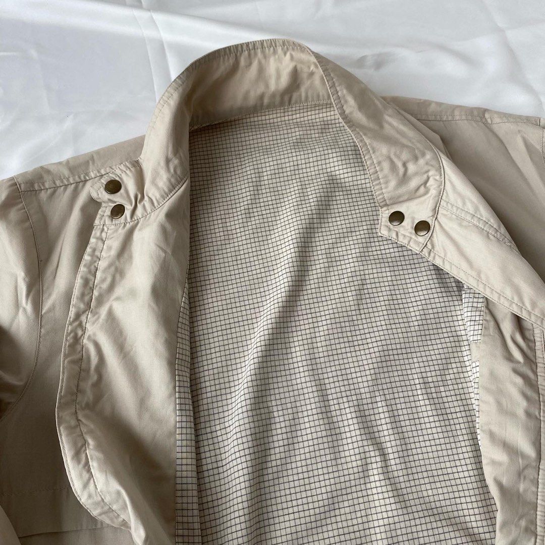 CREAM HARRINGTON JACKET, Fesyen Pria, Pakaian , Baju Luaran di Carousell