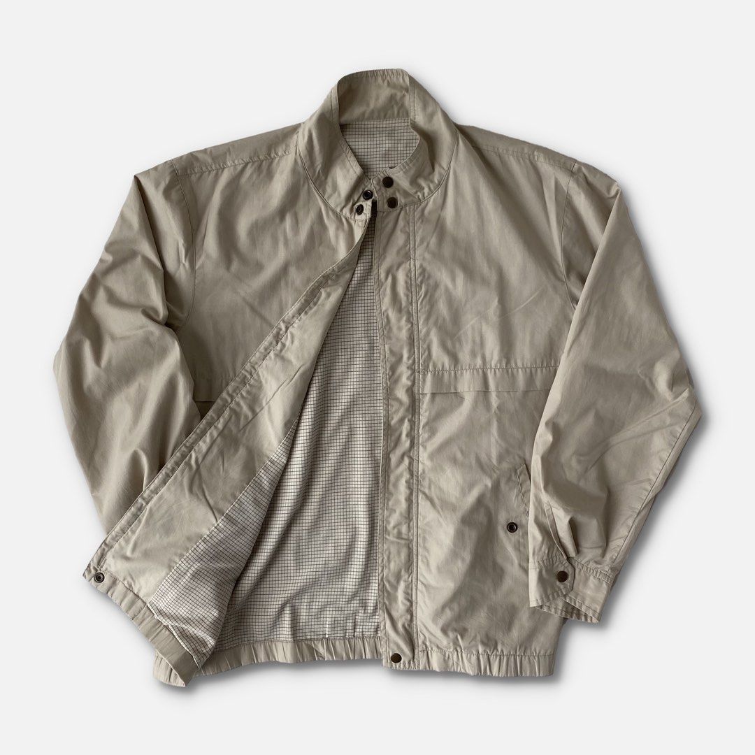 CREAM HARRINGTON JACKET, Fesyen Pria, Pakaian , Baju Luaran di Carousell