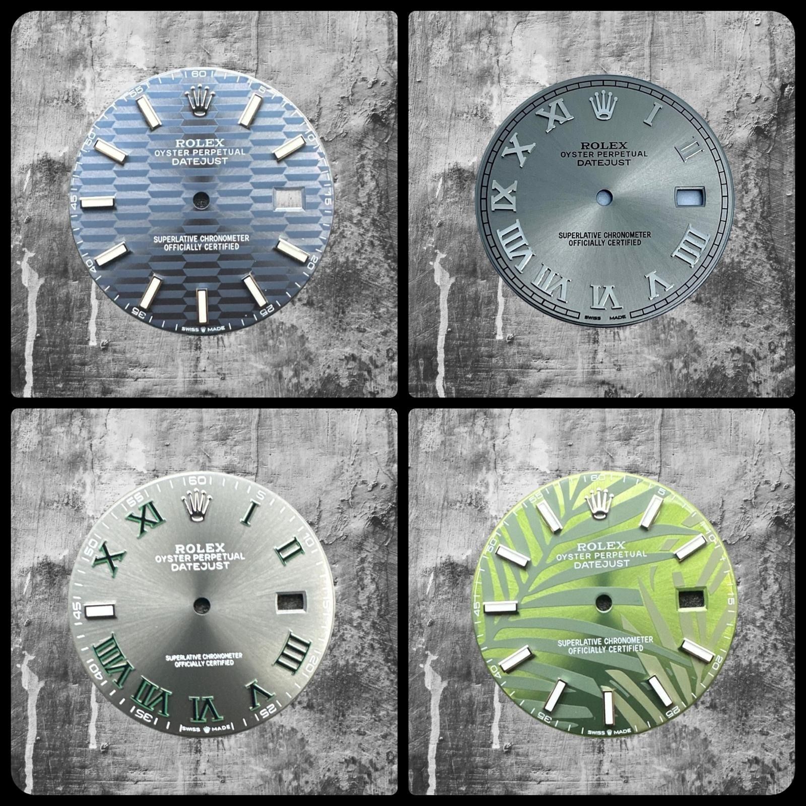 Custom Fluted Blue Green Palm Grey Roman Wimbledon Watch Dial For Rolex Datejust 41mm Caliber 3235 International Buyer www.chrono65