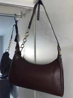 Dark Brown Crocodile Pattern Shoulder Bag