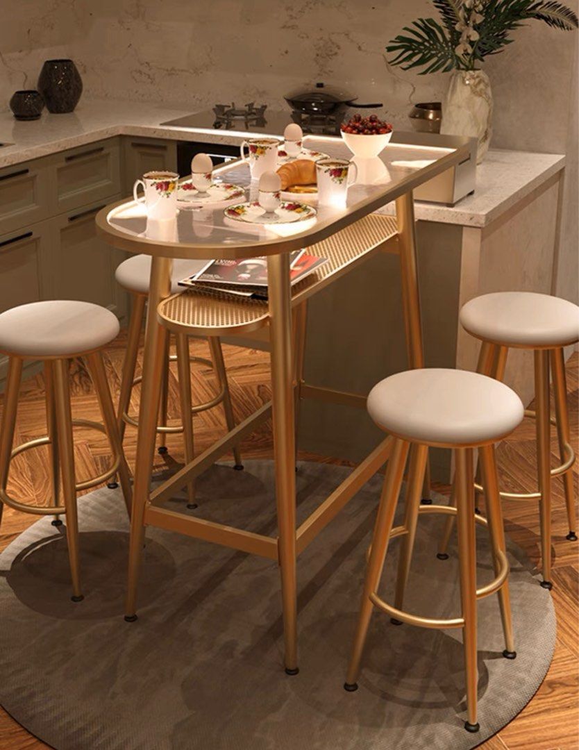 DAZE Modern Bar Table & Stools With Lights, Furniture & Home Living, Furniture, Tables & Sets on ...