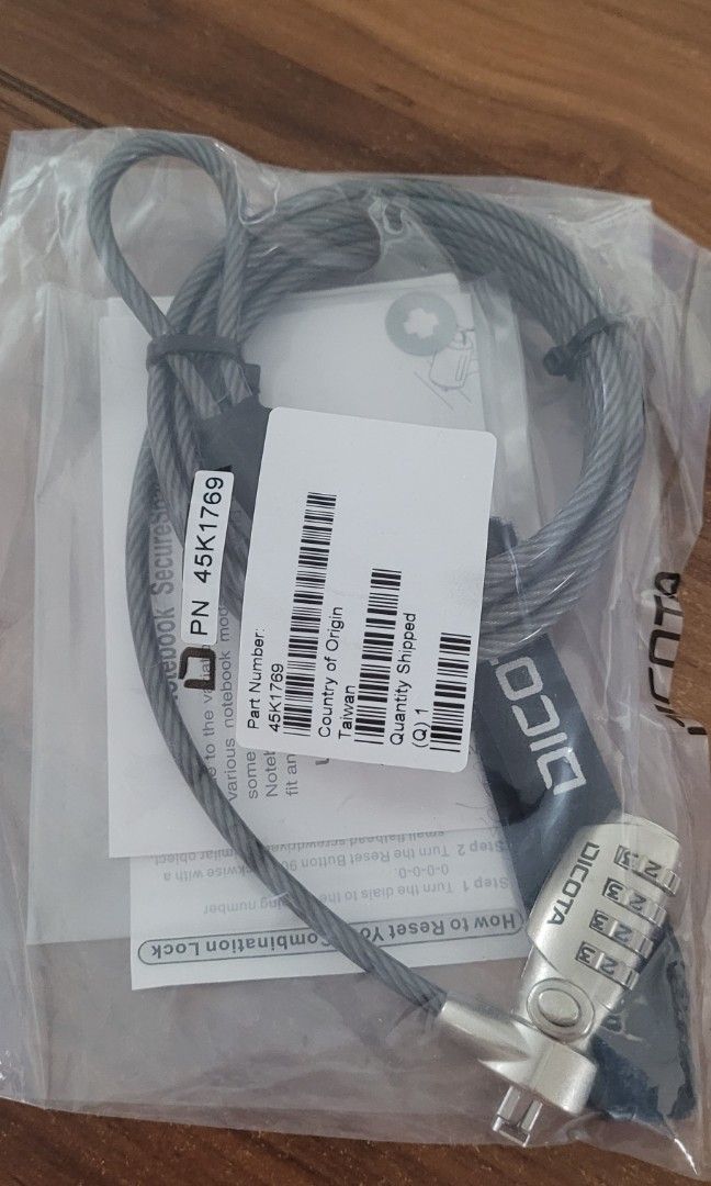 Dicota Laptop Combination Tether Lock with Security Cable, Computers