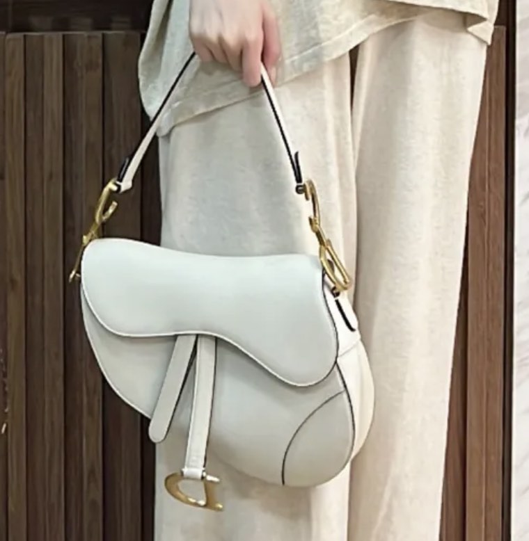 💯 Authentic Dior Saddle Medium White, Luxury, Bags & Wallets on Carousell