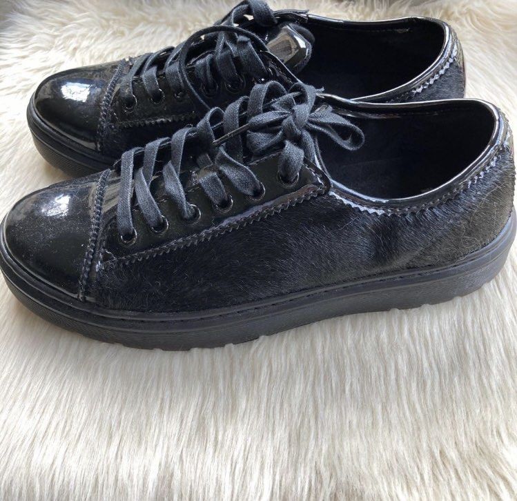 Dr. Martens WARP Black Lamper Italian Hair Patent Leather Shoes Real Cow Fur Women s Fashion Footwear Sneakers on Carousell