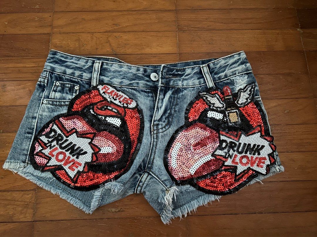 Red and new arrivals blue jean shorts