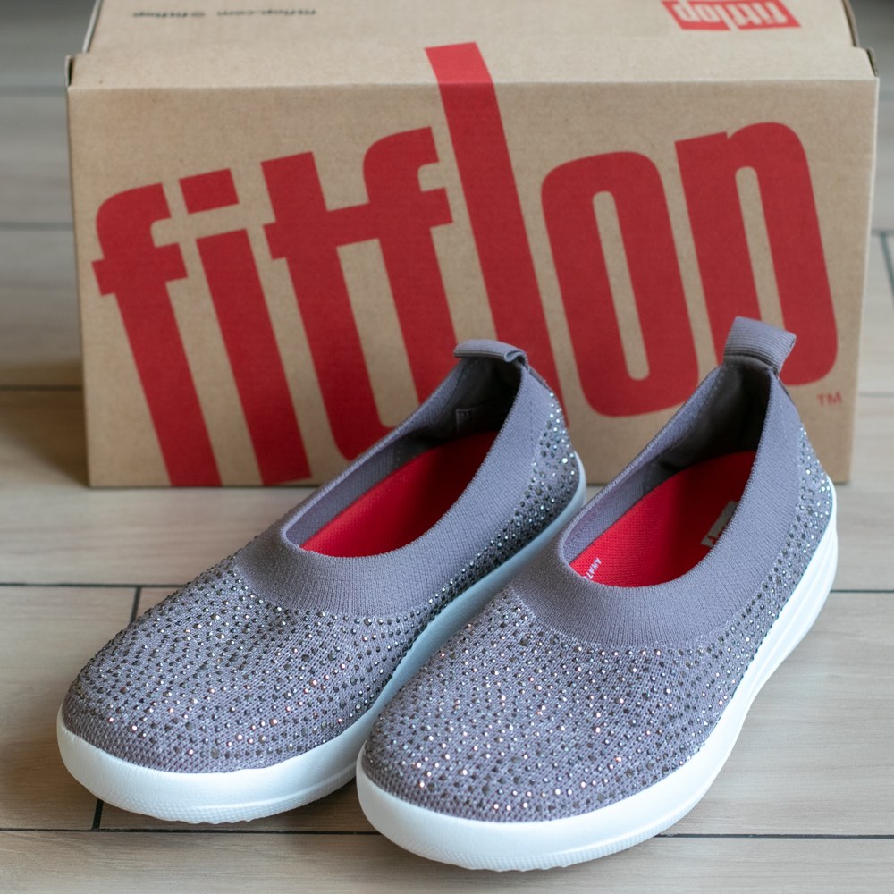 Fitflop women's uberknit 2025 crystal ballet flats