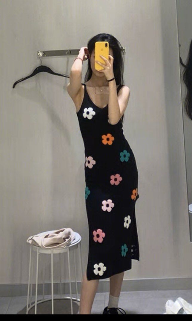 floral knit dress, Women's Fashion, Dresses & Sets, Dresses on Carousell