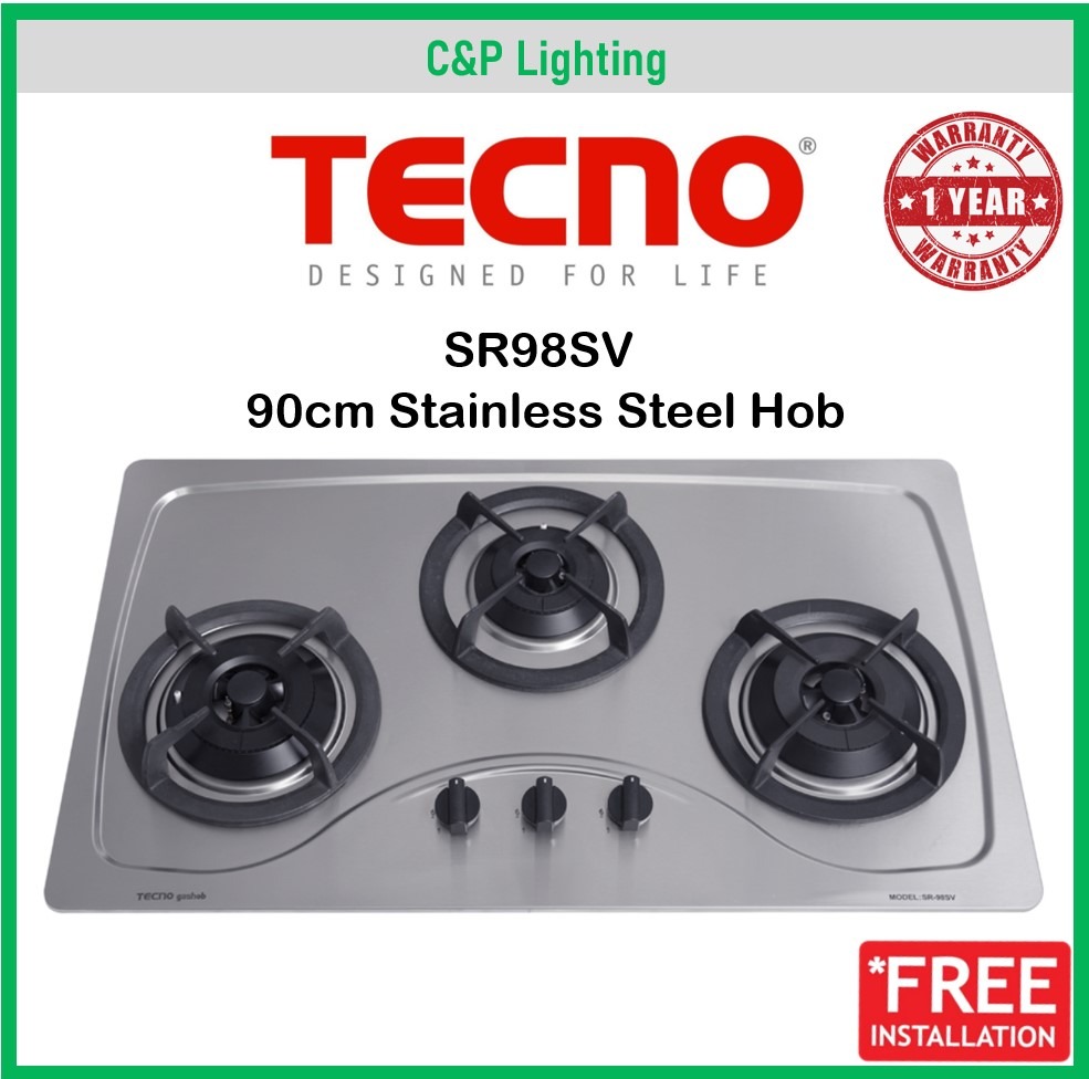 [Free Installation] Tecno 3 Burner 90cm Stainless Steel Cooker Hob Gas
