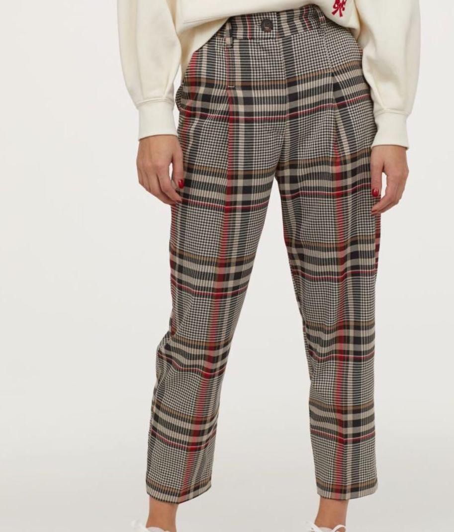 Red high waisted plaid pants 2025