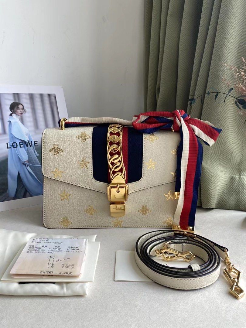 Gucci sylvie white best sale bag
