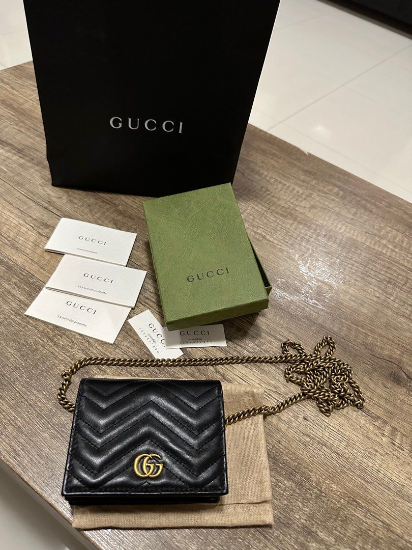 Gucci card sales holder with chain