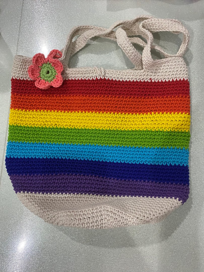 Rainbow crochet bag top