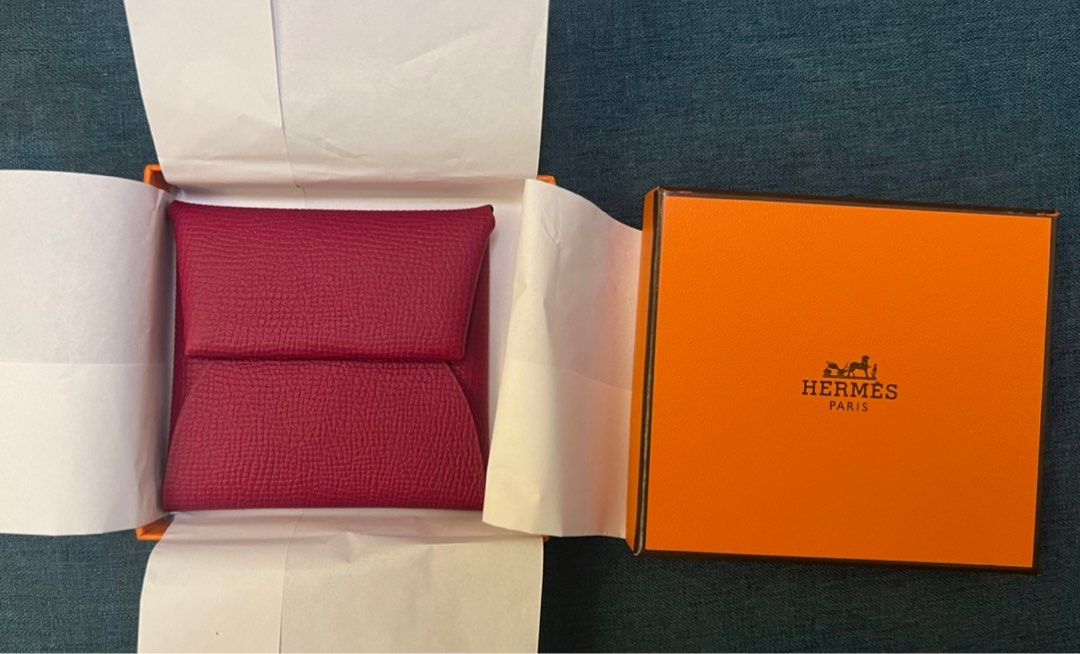 BRAND NEW] Hermes Calvi Cardholder in Poppy Orange Chevre Mysore (Sta