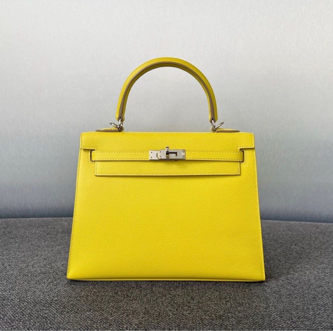 Hermes Kelly 25 Lime Epsom Sellier Bag Gold Hardware