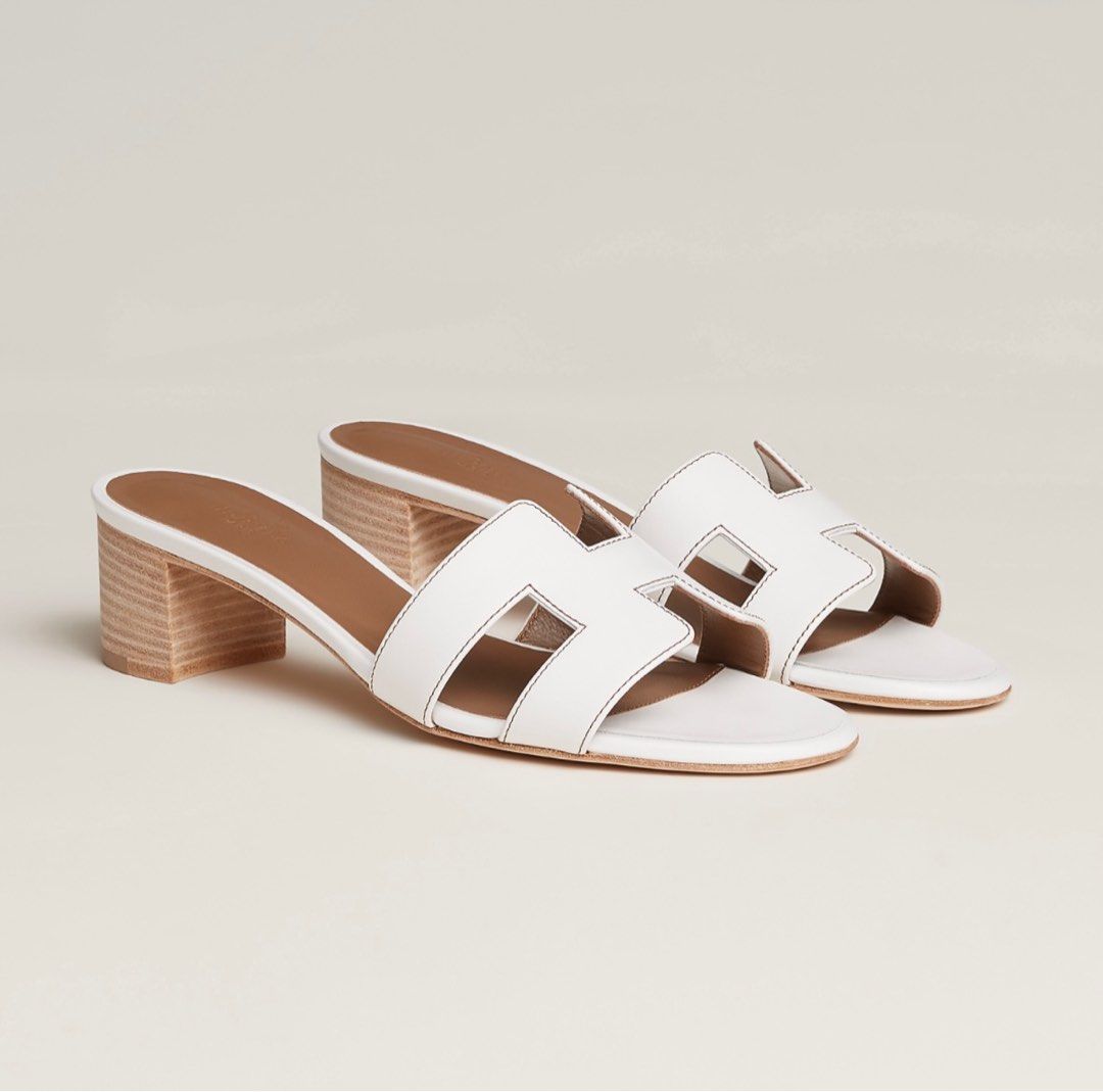 Hermes White Heeled Oran Size37 Women s Fashion Footwear