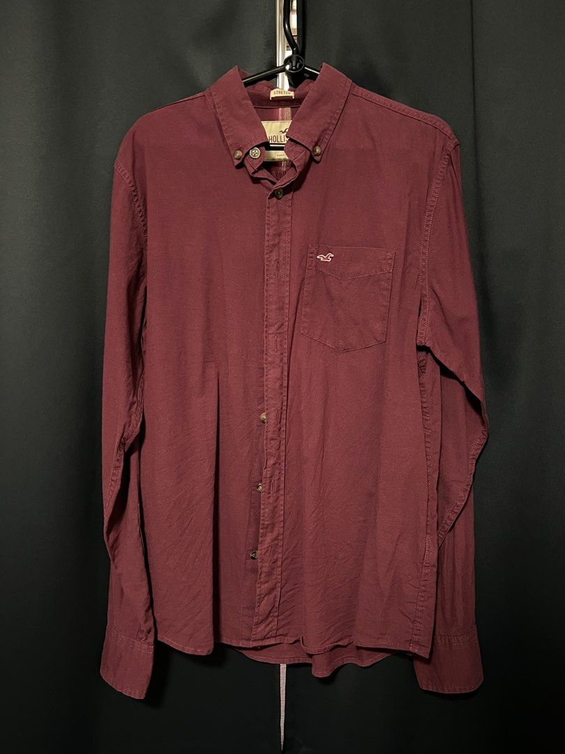 Hollister Stretch Long Sleeve Shirt, Men's Fashion, Tops & Sets, Formal  Shirts on Carousell