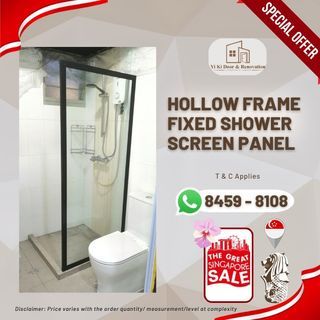 Hollow frame fixed shower screen panel