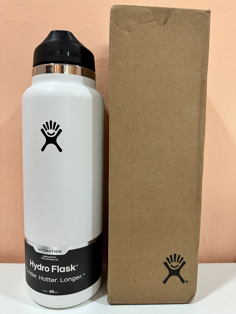 White 40 oz hydro best sale flask with straw lid