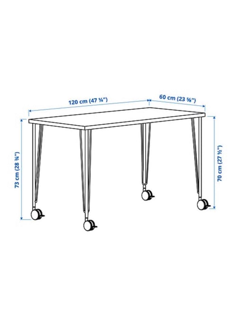 Ikea Lagkapten White Table and Krille Castor Legs on Wheels, Furniture & Home Living, Furniture
