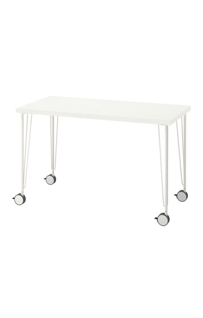 Ikea Lagkapten White Table and Krille Castor Legs on Wheels, Furniture & Home Living, Furniture