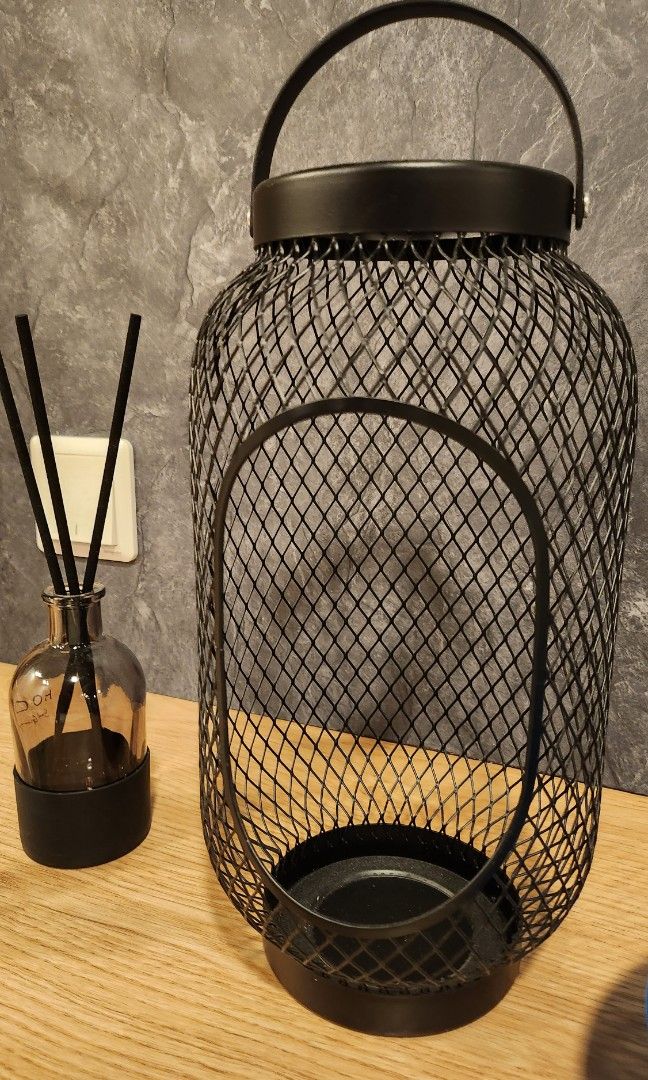 Ikea Toppig black wire lantern for candle, Furniture & Home Living, Home Decor, Other Home Decor