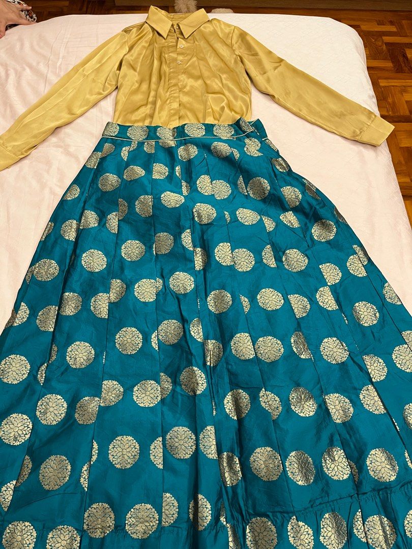 Buy Amrita Varshini Handlooms Women Satin Lehenga Skirt (Yellow_32 Inches)  at Amazon.in