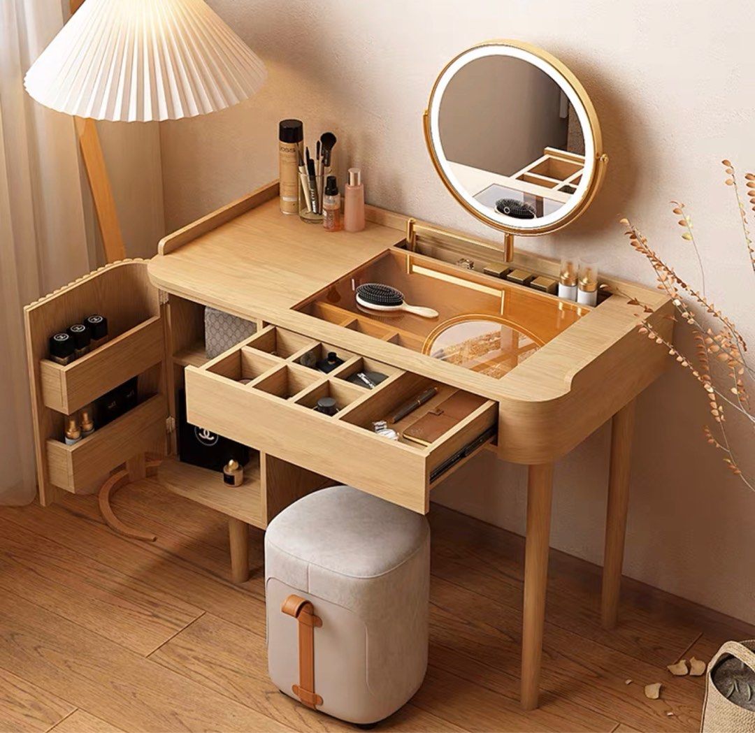 INDRE Rustic Solid Wood Vanity Table Furniture Home Living