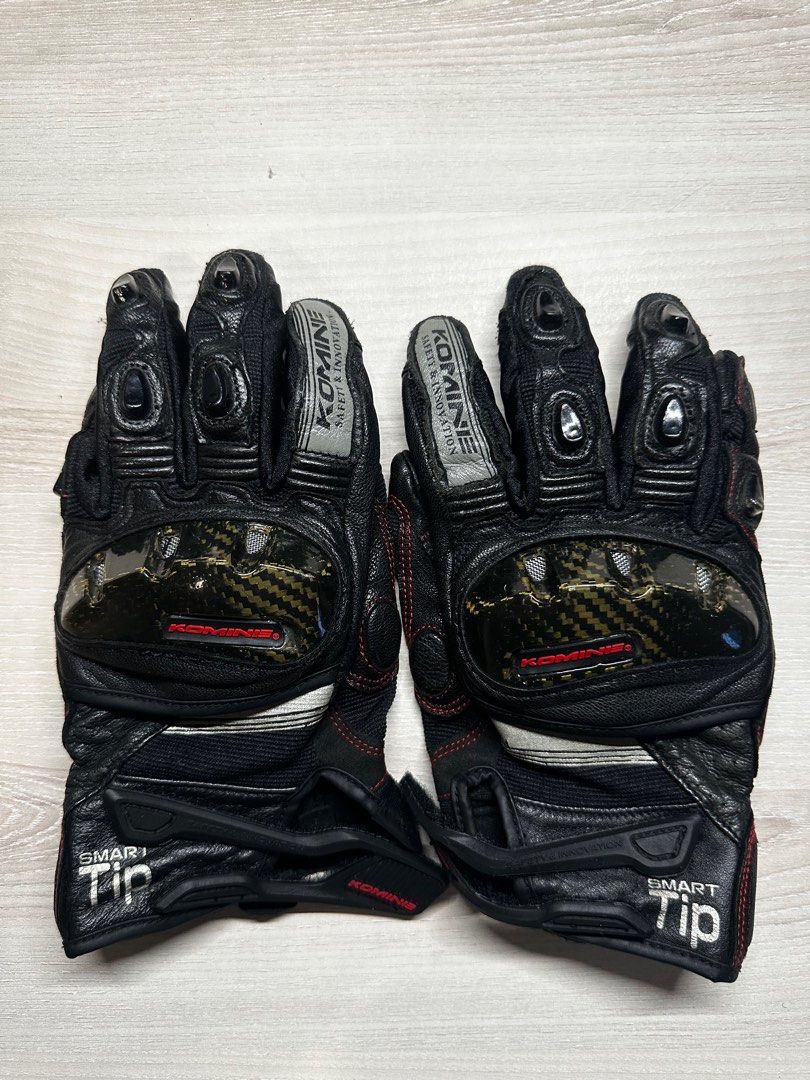 Komine Carbon Fiber Gloves, Motorcycles, Motorcycle Apparel on Carousell
