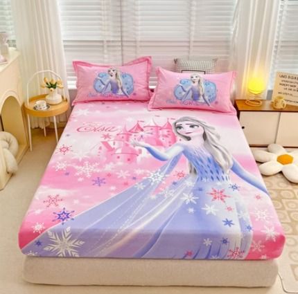 KONKI Disney Girls Cartoon 100 Cotton 360 Fitted Elastic Bedsheet