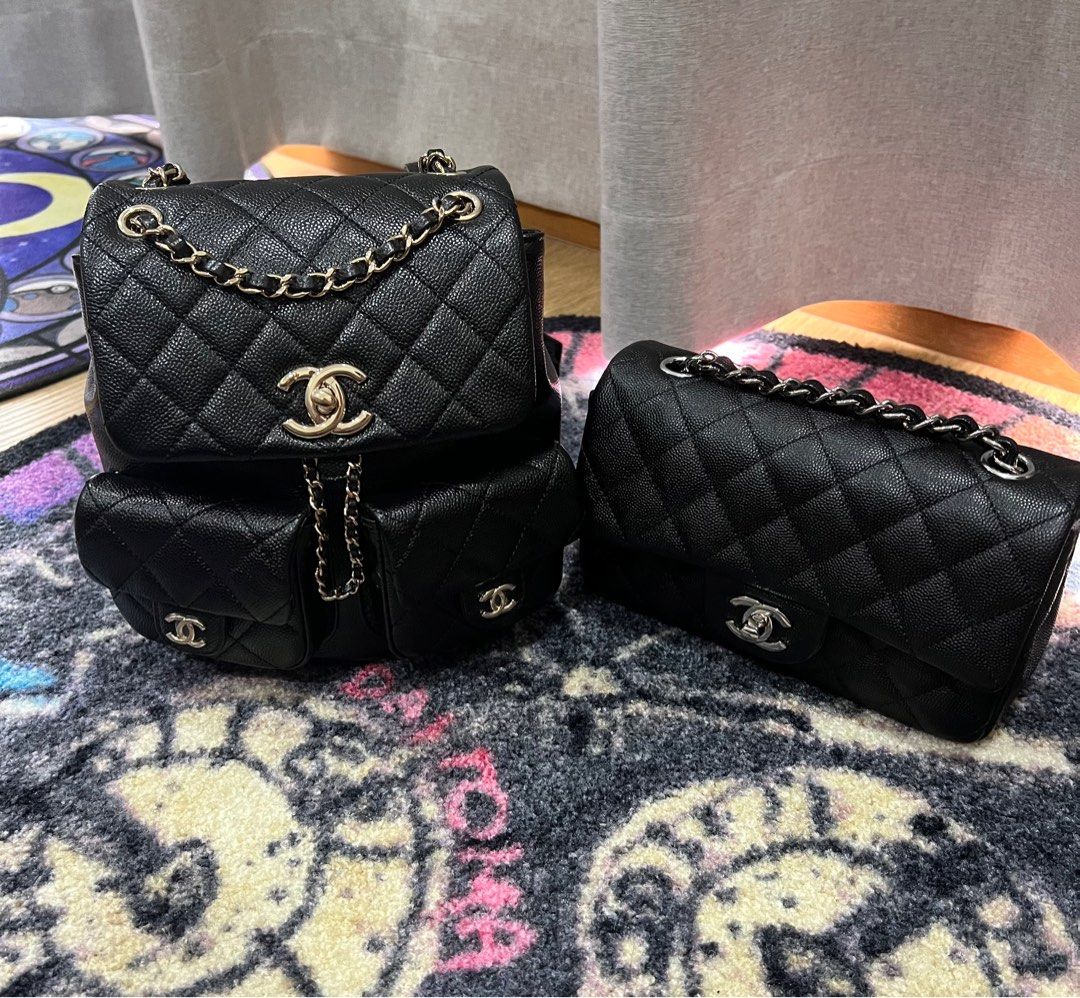 Like New Chanel black caviar mini rectangle SHW Duma backpack small LGHW  not pearl crush vintage Diana 22 19 coco handle, Luxury, Bags & Wallets on  Carousell
