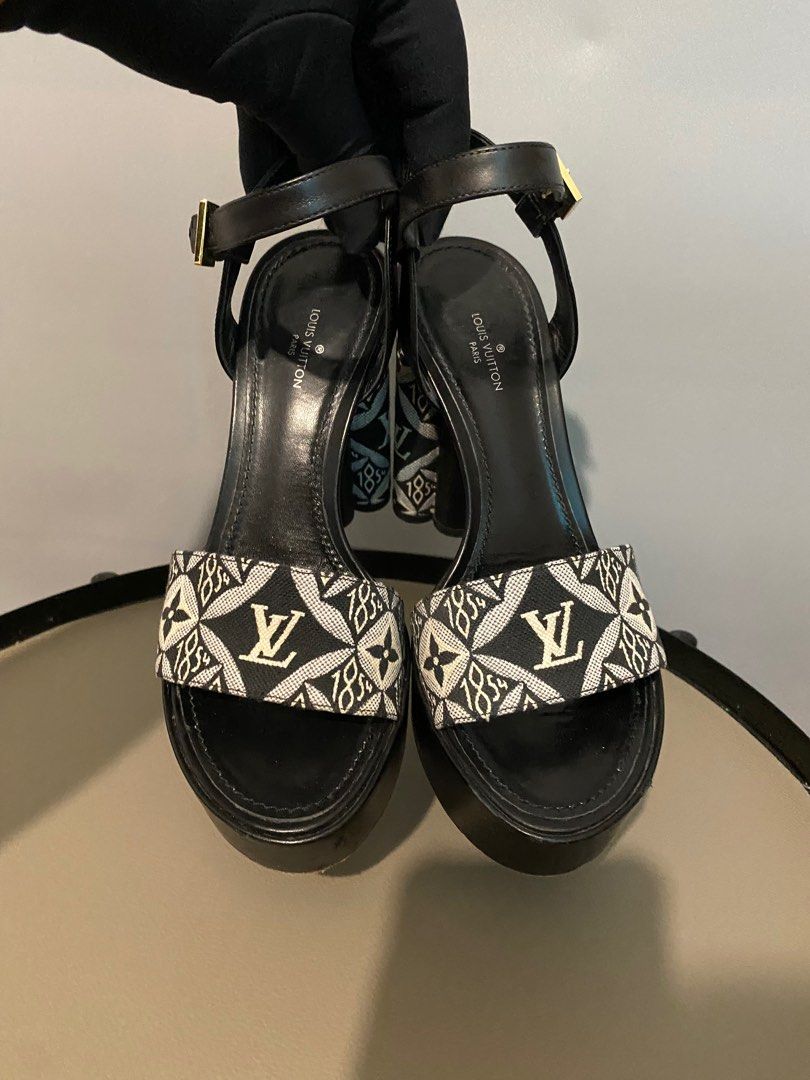 Louis Vuitton Rare 1854 Podium Platform Pumps Sandals Heels Black Shoes