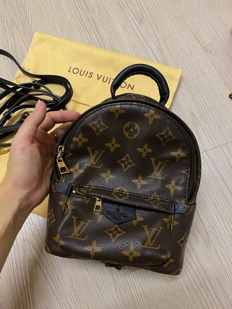 Louis Vuitton Palm Springs Mini Blue in Velvet/Leather with Gold