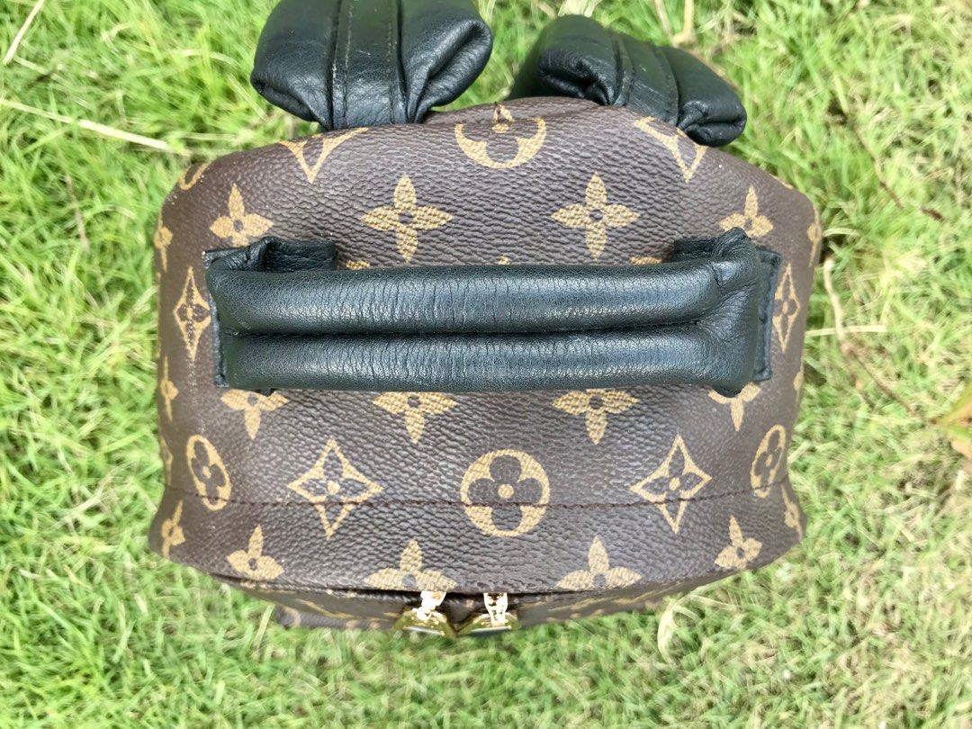 Louis Vuitton Ebene Reverse Monogram Coated Canvas Mini Palm Springs Backpack Gold Hardware, 2021 (Like New)